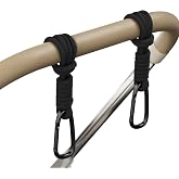 Baby Stroller Hooks for Bags, Heavy-Duty Clips with Non-Slip Straps | Aluminum Alloy, Quick Install, Universal Fit, Holds Bags &amp; Groceries, Hands-Free Carry, Durable for Daily Use