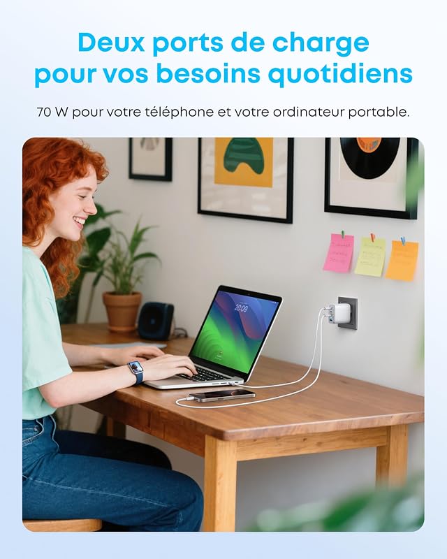 Zolo Chargeur 4 Ports avec Sortie Ultra-Rapide 70W