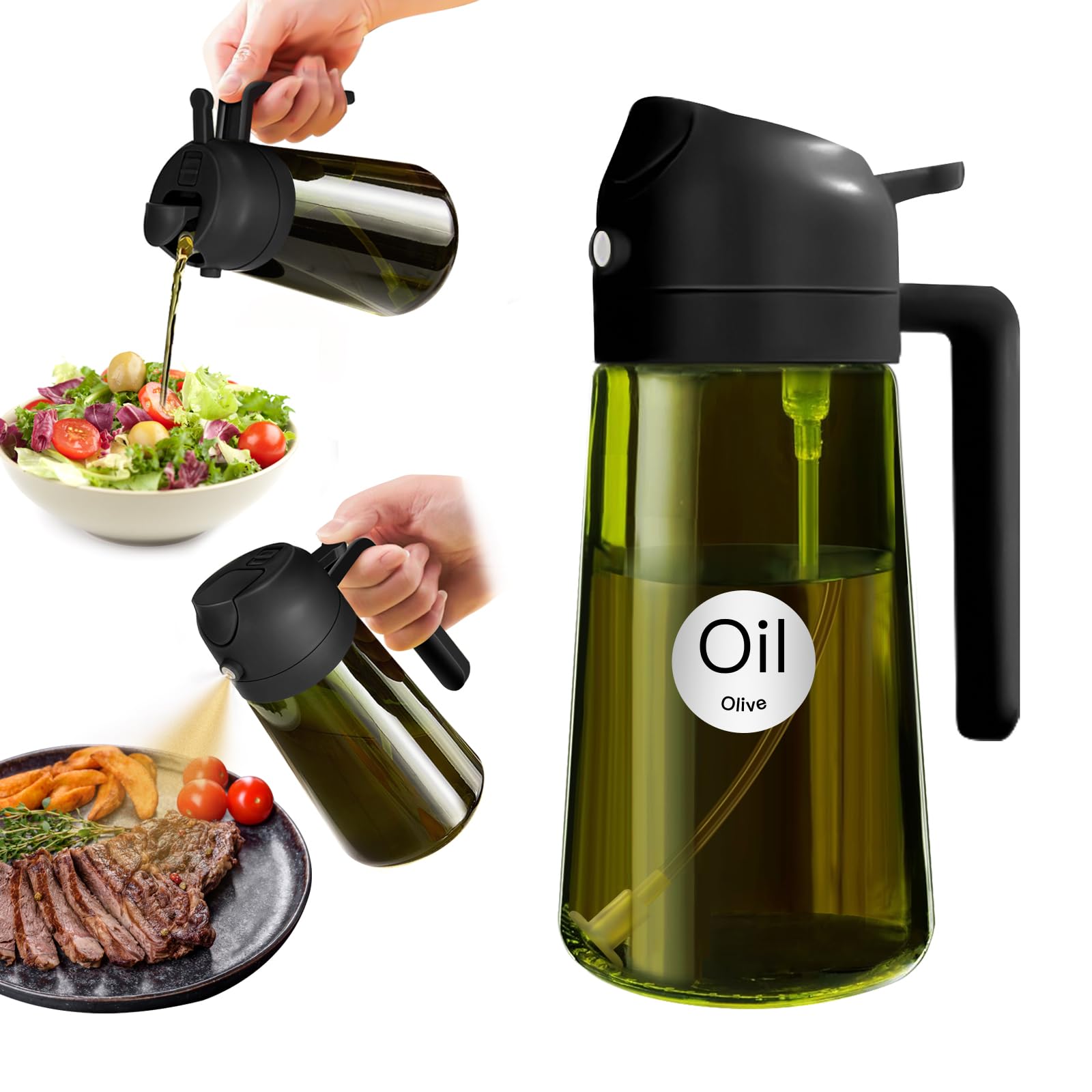 Photo 1 of YARRAMATE 16oz/470ml Light-Blocking Dark Oil Sprayer for Cooking, 2 in 1 Olive Oil Dispenser Bottle