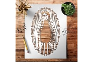 Virgin Mary Blessed Mother - Stencil Template Reusable - 8.5 x 11 Inches for Painting on Walls, Wood, Glass, Scarpbooking, Arts and Crafts, DIY - LIONX