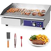 Giantex Commercial Electric Griddle, 22" Countertop Flat Top Grill | 2000W Stainless Steel Teppanyaki Grill with Cast Iron Griddle Plate, 122℉-572℉ Adjustable Temp Control for Home &amp; Restaurant