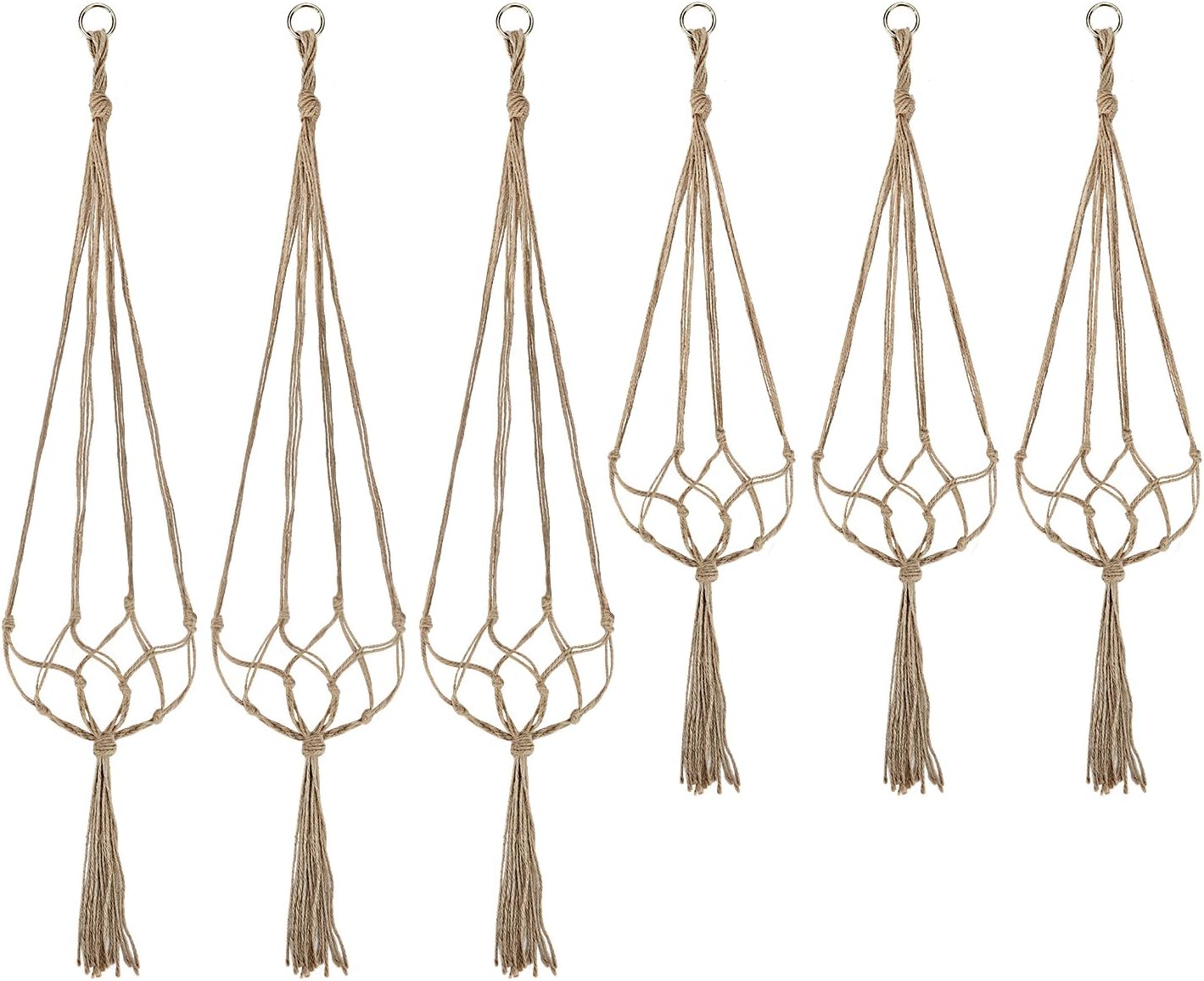 Plant Hanger, Hanging Planter/Plant Holder Indoor Outdoor for Plants, Cotton Rope Plant Hanger Set with Key Ring, Large, 6 Packs, 2 Size