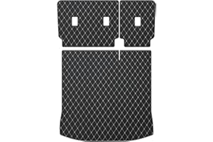 TTX LIGHTING Waterproof Leather Cargo Liner & Backrest Mat for Ford Edge 2015-2025 - Custom Fit PU Leather Rear Cargo Liner Protector All Weather Car Accessories (Black+Beige)