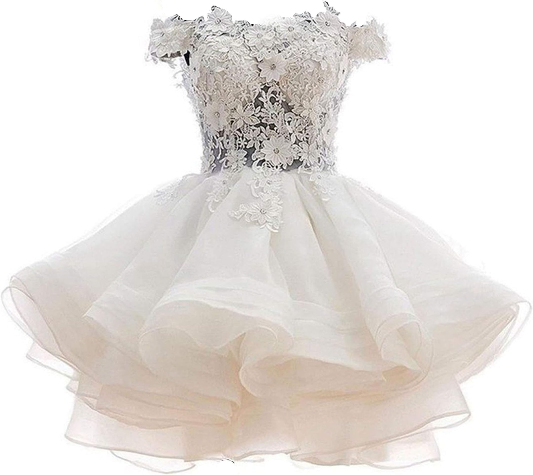 ANGELA Women's Off The Shoulder Organza Short Homecoming Dresses