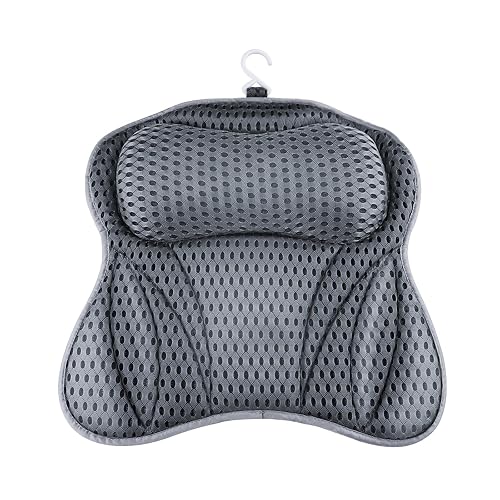 Bath Cushion, Shodiffy Bath Cushion 4D Mesh Headrest with 6 Non-Slip Suction Cups Can Support Head, Neck, Back, for Bathtub, Home Spa