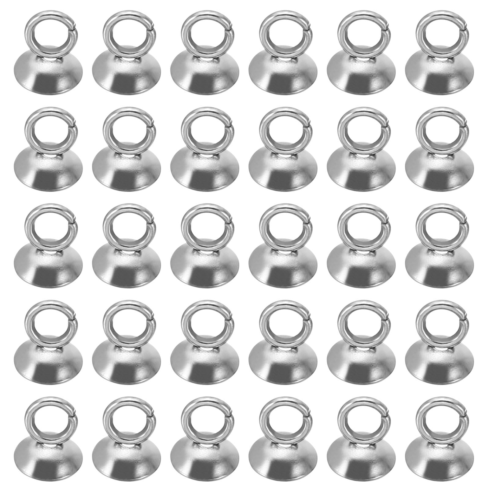 PATIKIL 5mm Bead Caps, 100 Pcs Bead Cap Bail Pendant Bead End Caps Charm Ornament Caps with Loop Stainless Steel for Making DIY s Pearl, Silvery