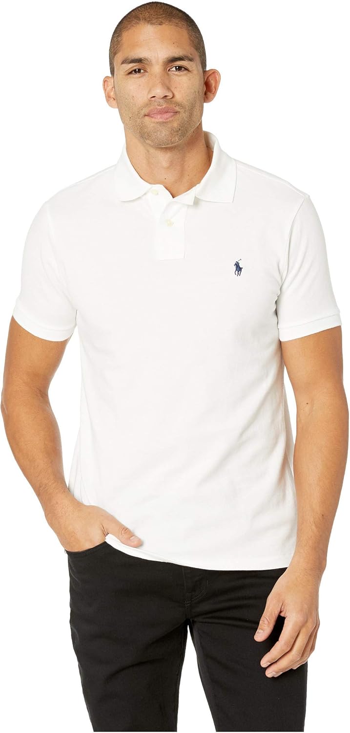 Polo Ralph Lauren Mens Custom Slim Fit Polo Shirt (XXL, White) Amazon