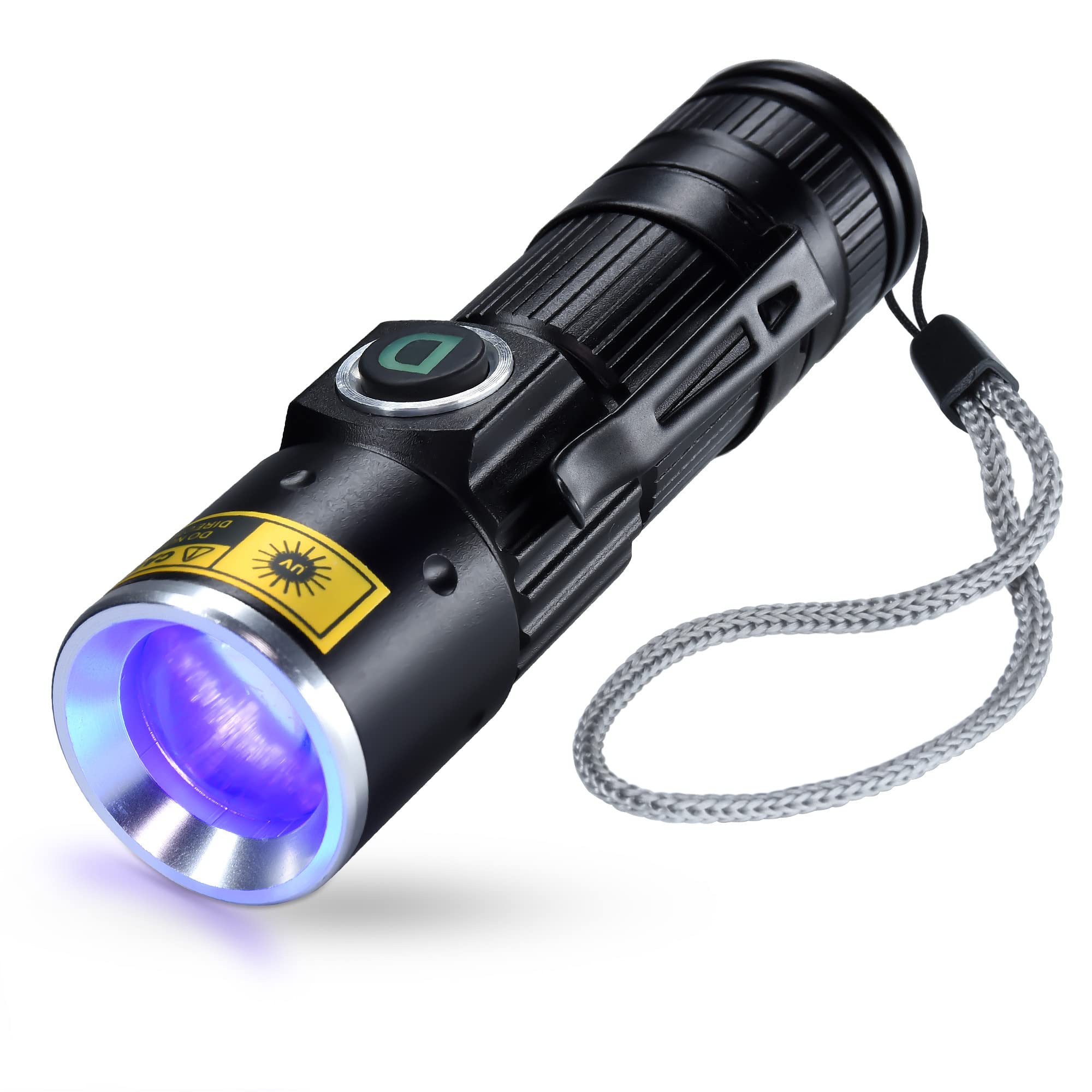 DARKDAWN UV 365nm Black Light Flashlights USB Rechargeable, Wood's Lamp Ultraviolet LED Portable Mini, Blacklight for cat Urine Detection Dry Stains, Uranium Glass, Leak Detection, D15 365 nm