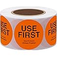 Hybsk USE First Stickers Restaurant Food Service FIFO Label 1.5 Inch Total 500 Labels Per Roll (Orange)