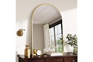 Garvee Modern Arched Bathroom Vanity Mirror - 16x24 Inch Wall Mirror with Rust-Resistant Gold Aluminum Frame, 5mm Tempered Gl