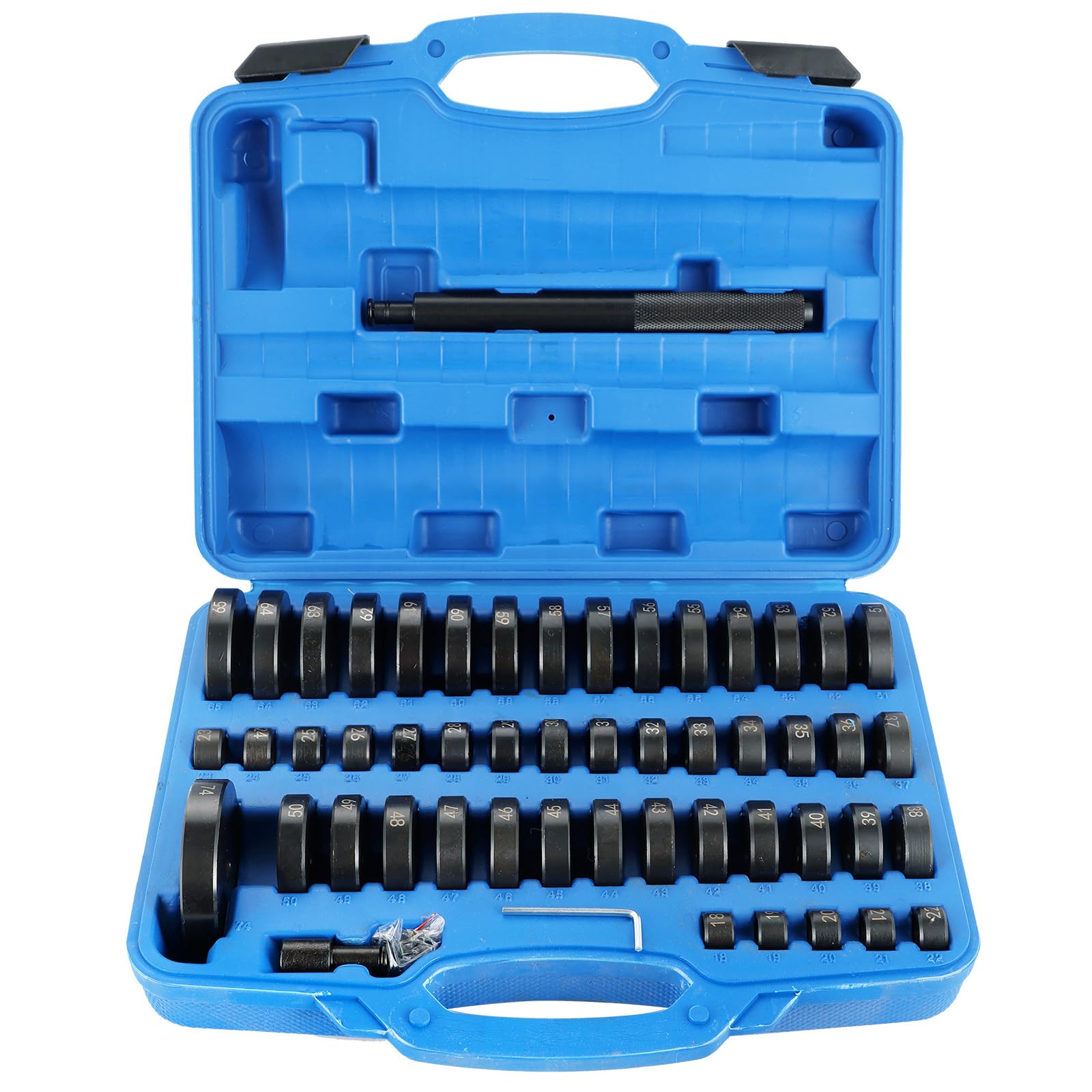 DASBET 52 in 1 Custom Bushing Driver Tool Set | Transmission Bushing Driver Removal Set Wheel Axle Bearing Race and Seal Installer Tool Kit Custom Bushing Bearing & Seal Driver Set 18mm-65mm