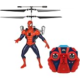 Marvel Spider-Man IR RC Flying Figure, Jetpack, LED Lights, Action Phrases | Twin Rotors and Stabilizer Bar Support Smooth Flight, Includes USB Charger, Spare Blades and Rechargeable Battery, Ages 8+