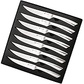 WALLOPTON Steak Knives Set of 8 - High Carbon Stainless Steel, Dishwasher Safe - Polished Blade & Handle, Straight Edge - 4.5'' Kitchen Dinner Table Knife Set Non Serrated