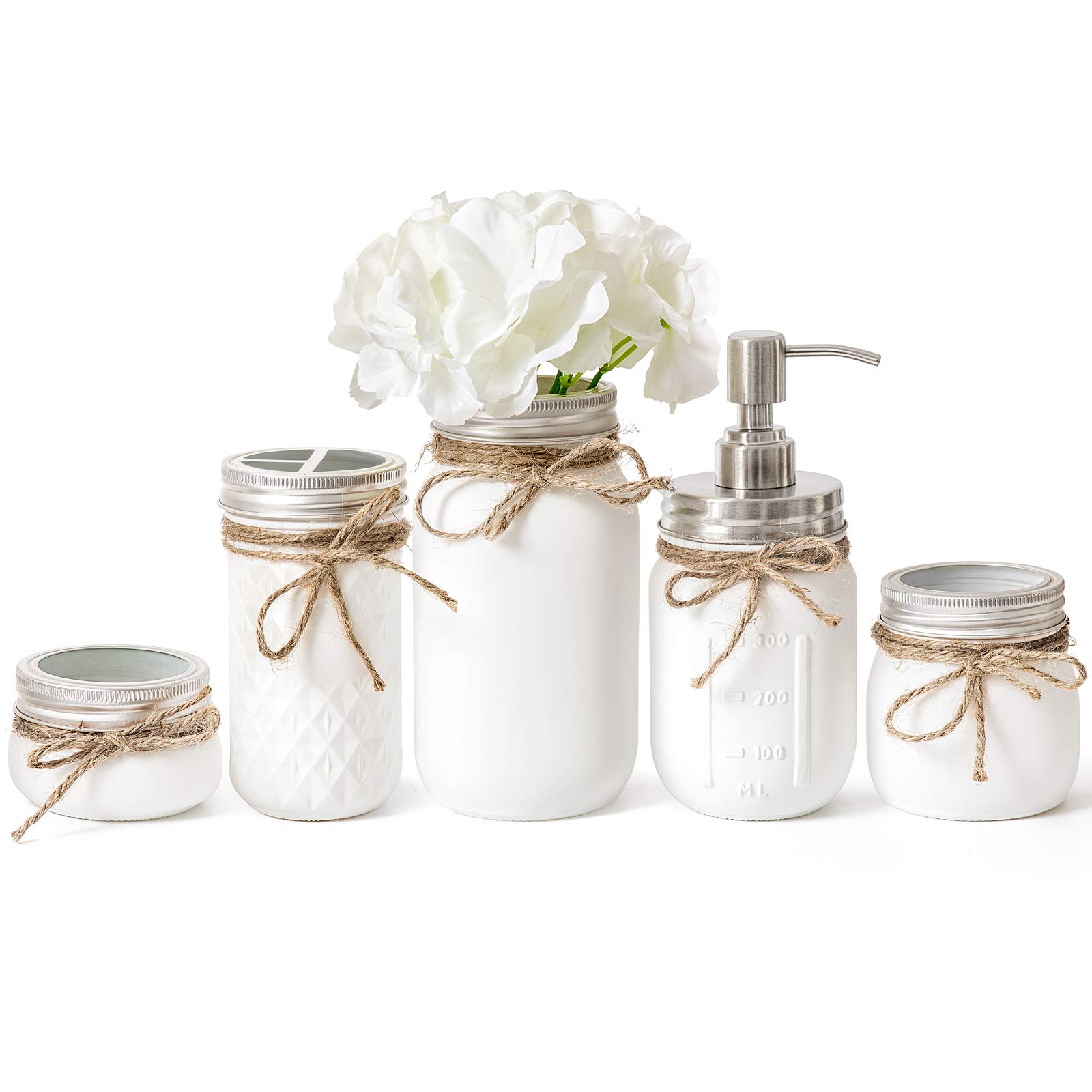 Mkono Mason Jar Bathroom Accessories Set Painted Mason Jars Bathroom