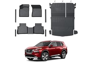 GALVAGNITE Floor Mats Set for Nissan Rogue 2025 2024-2021 Accessories, Full Coverage All Weather Floor Mats Cargo Mat with Backrest Protectors & Door Sill Guards (Not for Sport)