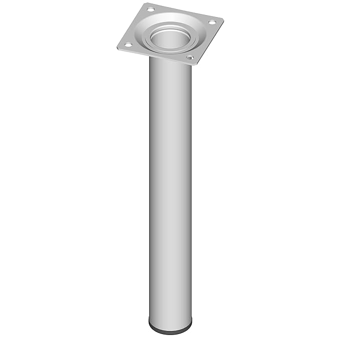 Element System 4 Stück Stahlrohrfüße rund, Tischbeine, Möbelfüße inklusive Anschraubplatte, Länge 25 cm, Durchmesser 30 mm, 4