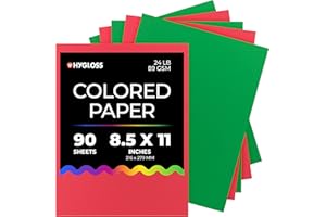 Hygloss 90 Sheets Holiday Christmas Colored Paper - 8.5x11-Inch Red and Green Letter Size Color Copy Paper - 24 lb/ 89 GSM, Acid-Free, Fade-Resistant