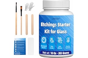 LARICEO 10oz Professional Etching Starter Kit for Glass with 6 Tools, Create Permanently Etched Designs, Art Frosted Glass Cream Kit for Etching Intricate Designs - Perfect for Mirrors, Windows, Glassware