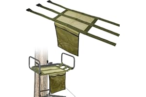 MOFUIRY Universal Tree Stand Seat Replacement with Pocket, 16 X 12Inch Lightweight Replacement Treestand Seat with Adjustable Strap Hunting Accessories Fits All Ladder Stand, Works On Climbing Treestands