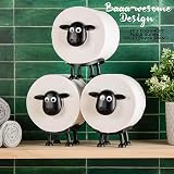 VELENTI Sheep Toilet Roll Holder - 3D Printed Black Sheep Bathroom Set view 2