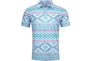 uideazone Mens Polo Shirts Short Sleeve Dry Fit 3D Print Moisture Wicking Funny Golf Shirt