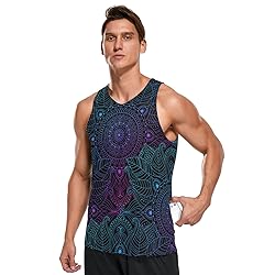 JHKKU Men's Tank Tops Boho Gradient Mandala