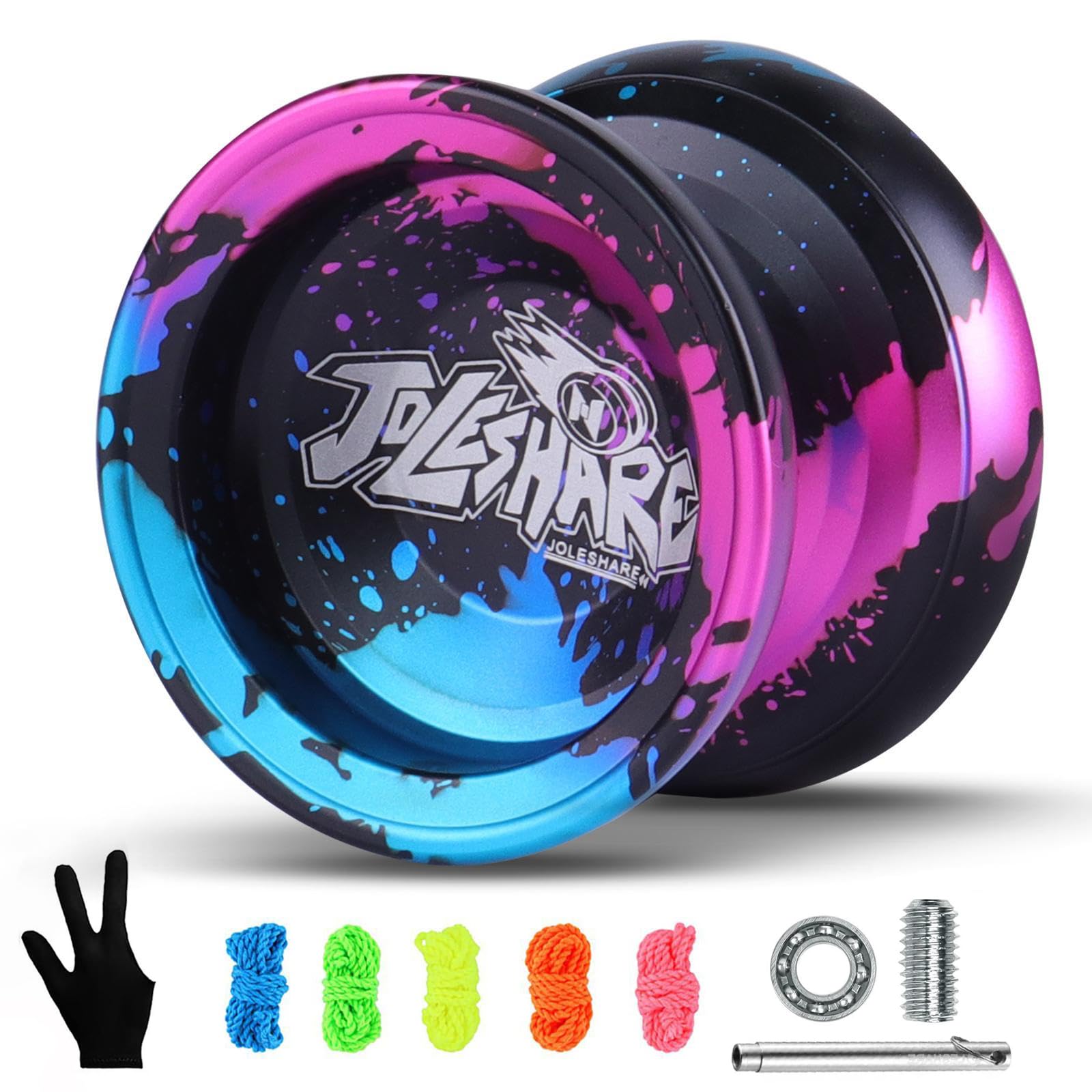 Professional Unresponsive Yoyo X4 for Pros and Responsive Yoyos for Kids Beginners - Replaceable Unresponsive Bearings, Gloves, Removal Bearing Tool and 5 Cords Included(Red Black Blue)