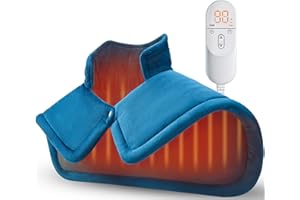 ERRORLESS Heating Pad for Neck Shoulders Pain Relief, Christmas Gifts for Men Women Mom Dad Seniors, Electric Weighted Heated Wrap 6 Heat Settings 4 Timers Auto Off, Birthday Anniversary Retirement Gifts, Blue