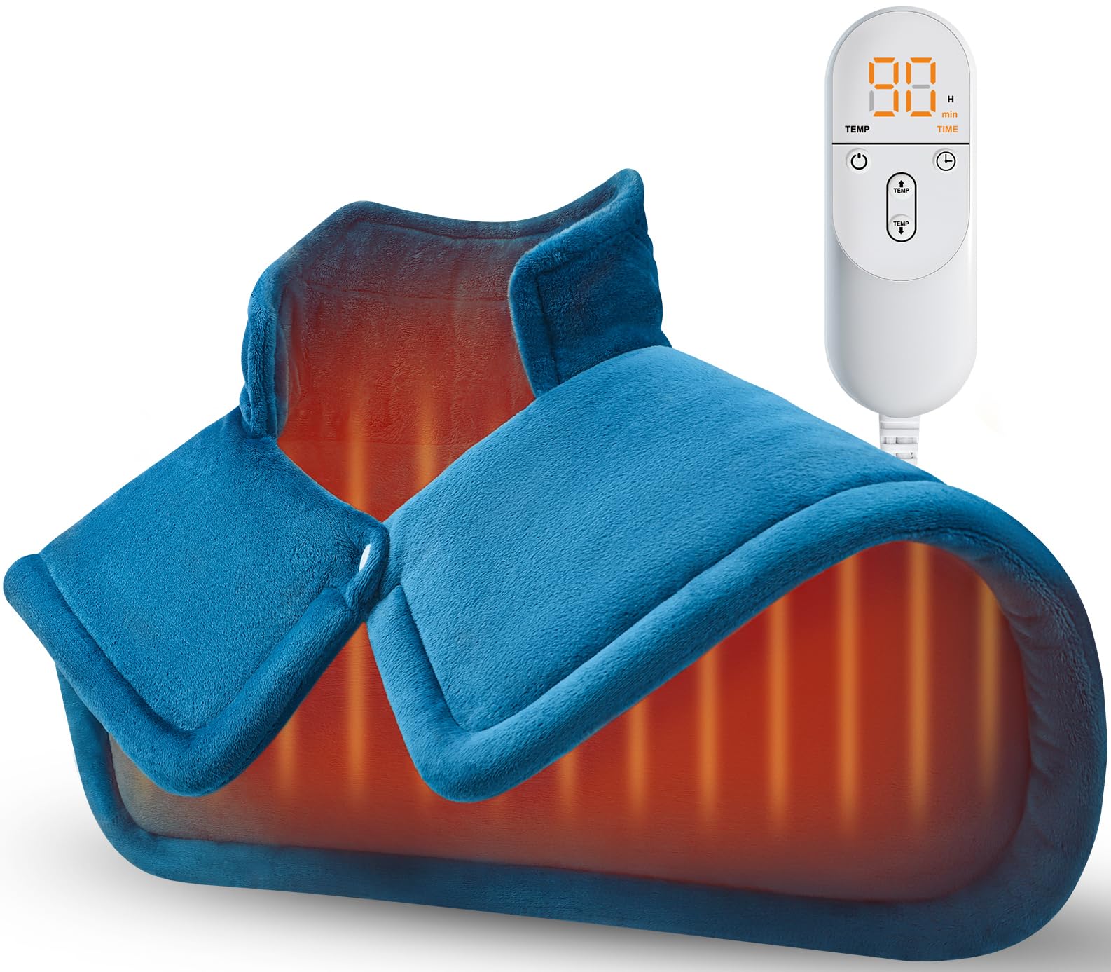 Photo 1 of Heating Pad for Neck and Shoulder, Birthday Gifts for Men Dad Husband, Electric Weighted Heat Pad for Back Pain Relief, Anniversary Christmas Gifts for Women Mom, Blue