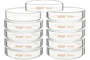 XCD Glass Petri Dishes, 10 Pack Borosilicate Glass Cell Culture Dishes Autoclavable Lab Dishes with Clear Lid for Laboratory 