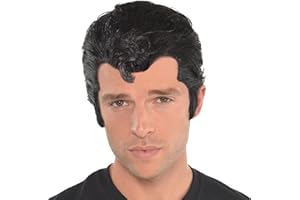AMSCAN Suit Yourself Grease Danny Zuko Wig for Adults, One Size, Features Slicked Back Black Styling with a Front Curl