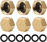 Svalor 6Pcs Brass Blanking Cap 3/4 inch Female Stop Cap Hex Nut Caps view 1