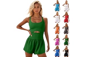 midelxp Workout Romper Shorts for Women Summer Sleeveless One Piece Jumpsuits Running Onesie Casual Gym Exercise Clothes 2024