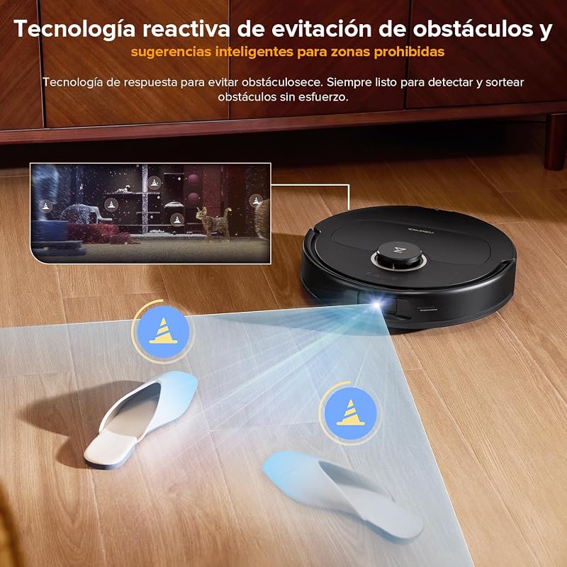 Aspirador Robô Qrevo S5V 12.000Pa Sucção, Escova Anti-Emaranhado Dupla, Prevenção Inteligente de Obstáculos, Mopa Rotativa Dupla Levantável, Auto-Esvaziamento e Recarga, Preto