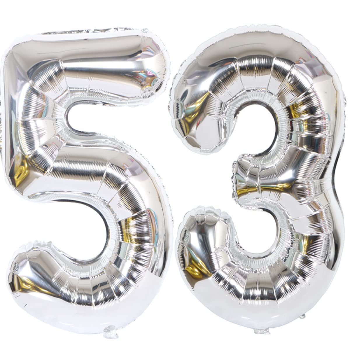 40 Inch 2 Balloons Number 53 Silver Birthday XXL 100 cm Giant Foil Balloon Number Balloon 53 Silver Number Foil Balloon 53 Balloon Number 53 Helium Balloon 53 for Birthday Party Decoration