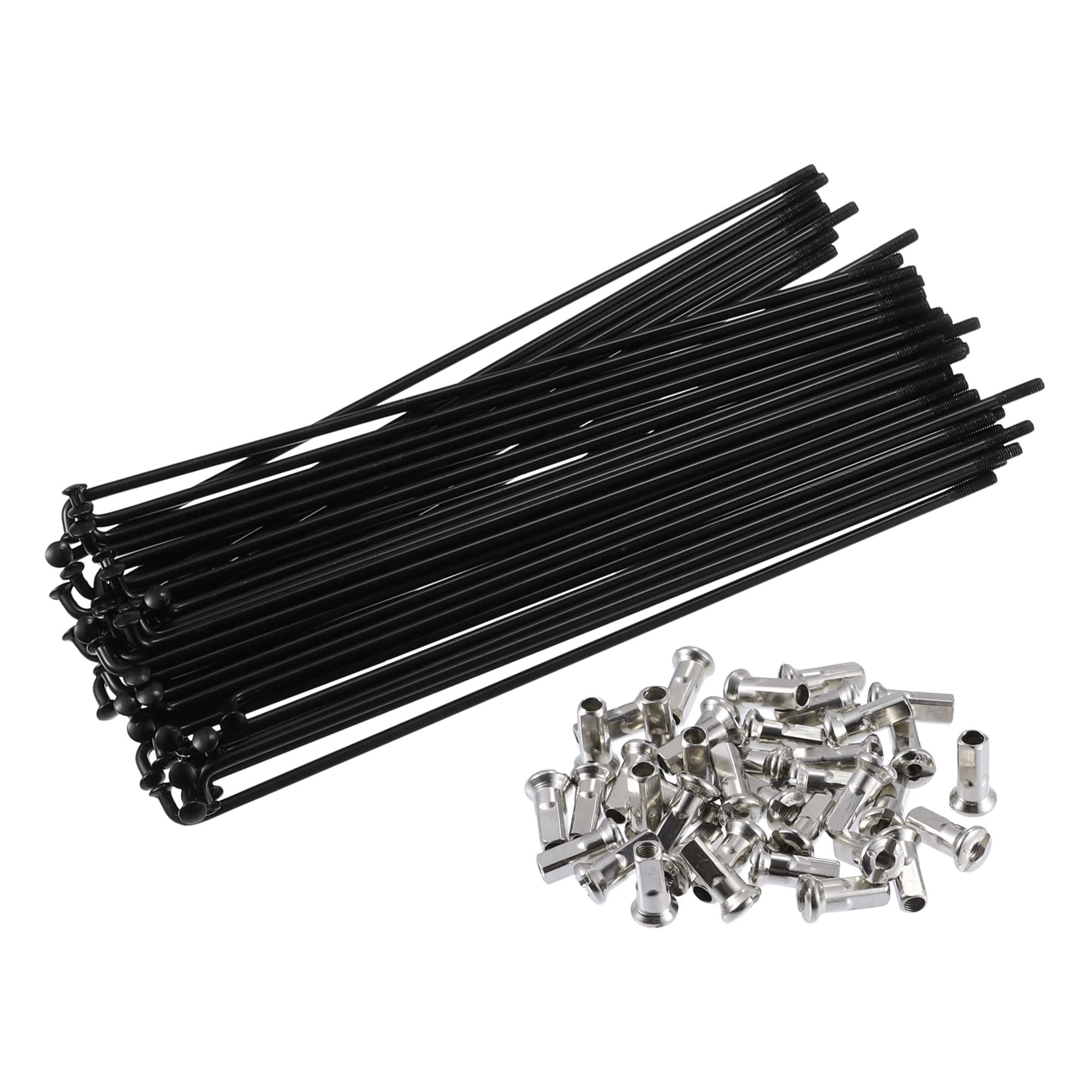 X AUTOHAUX 40pcs Bicycle Carbon Steel Spoke 12G 160mm Length with Nipples Black