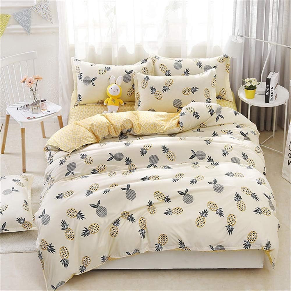 Fansu Bedding Sets Duvet Cover Set 3 Piece, Microfiber Polyester Leisure Style Bedroom Duvet Set 2 x Pillowcases 1 x Quilt Case for Double King Single Bed (King-220x240cm,pineapple)