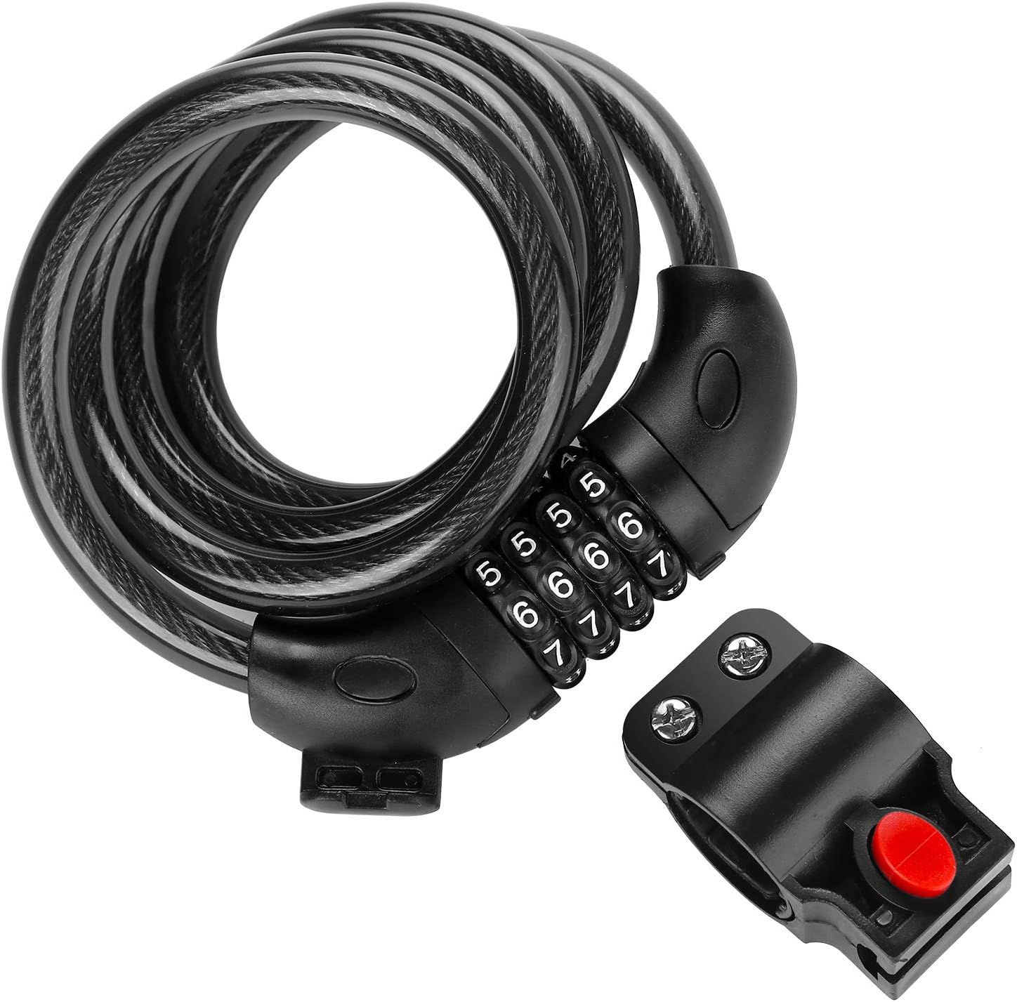 Fahrradschloss Zahlenschloss Kabelschlösser mit 4 stelliges Zahlencode Kettenschloss mit Halterung 120cm 12mm für Fahrrad Rot
