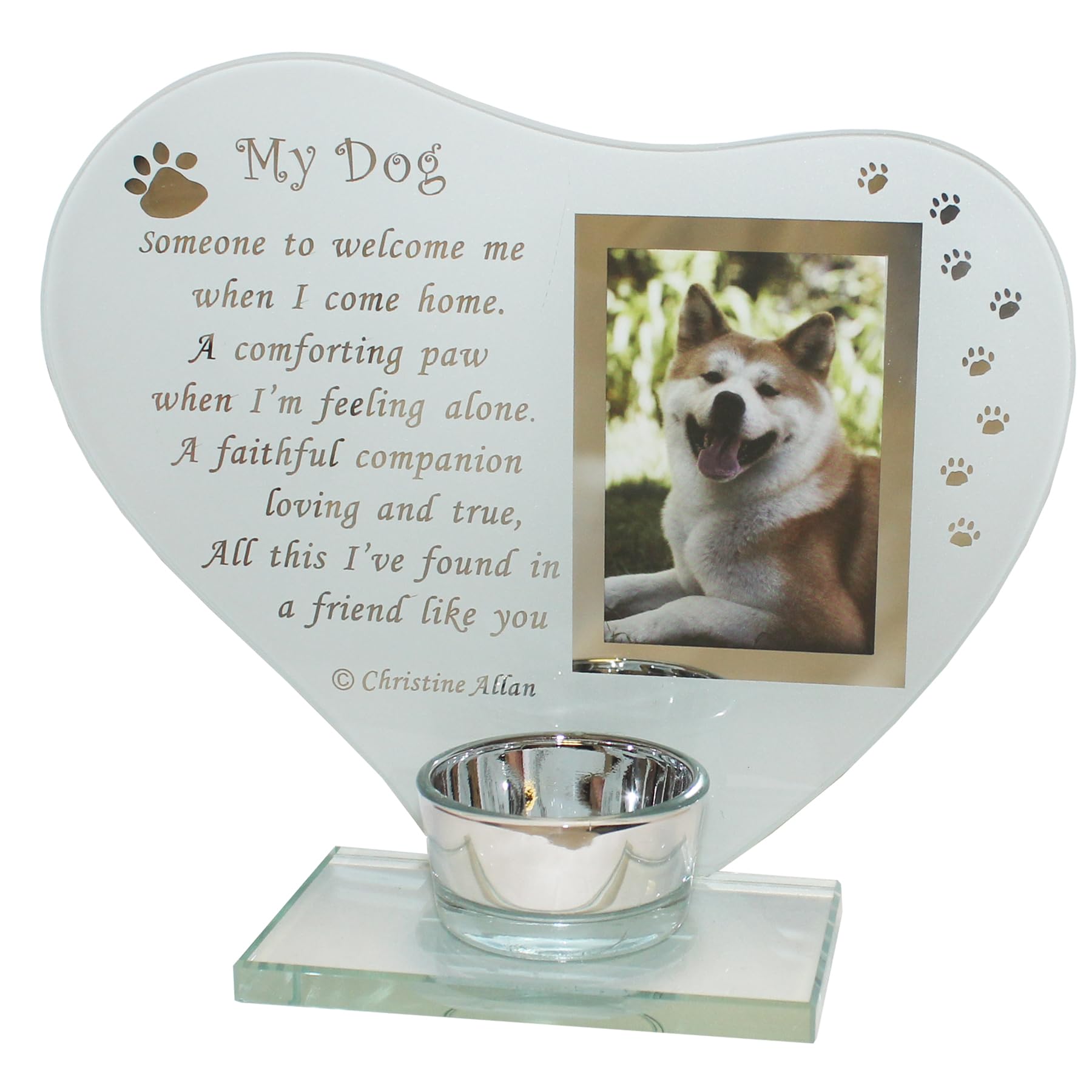 Pet Glass Memorial Candle Holder and Photo Frame - My Dog 7736