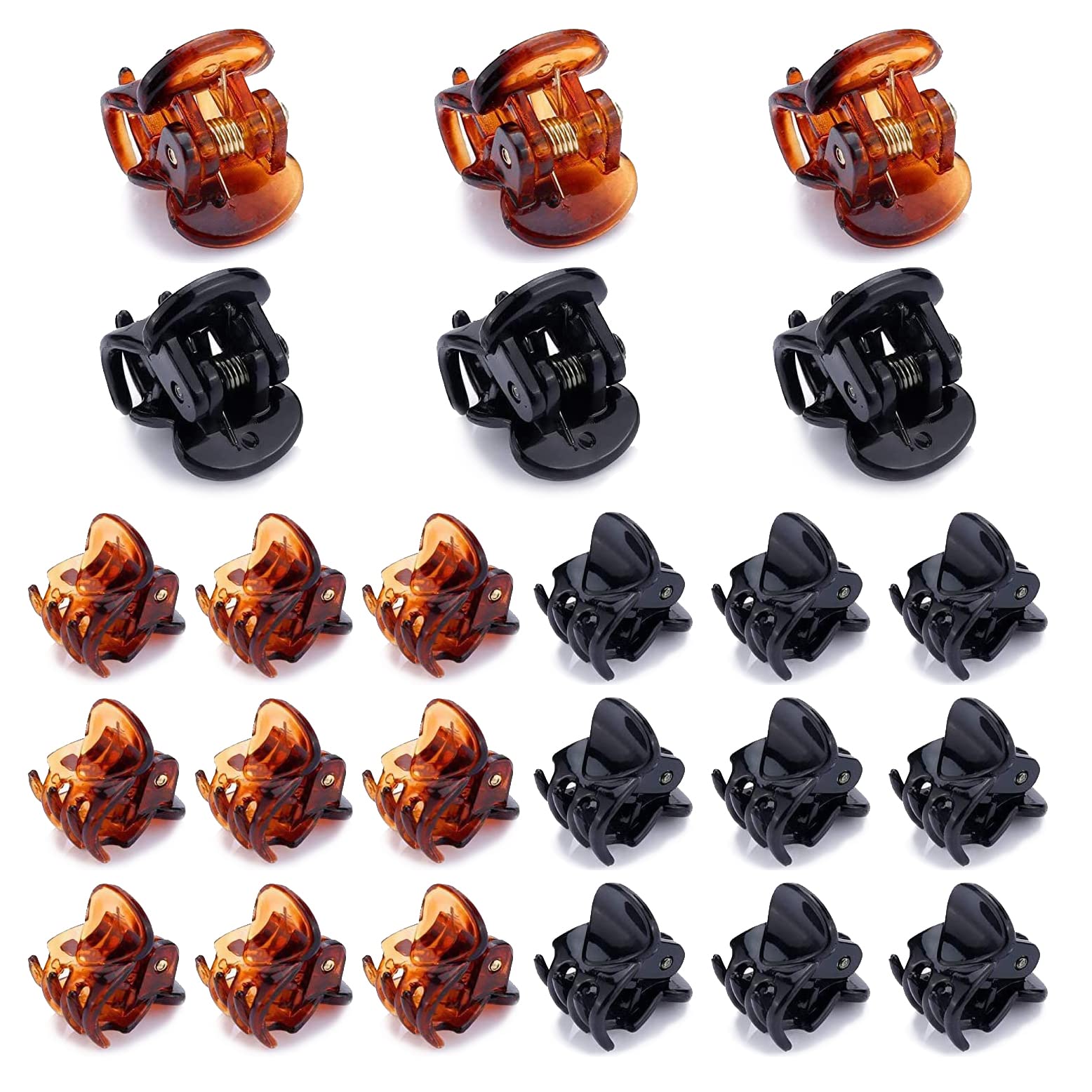 Thboxes 24 Pcs Mini Hair Clips, Black & Brown, 1.3cm x 1.5cm, Women's & Girls' Hair Accessories, 2 Colors