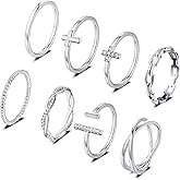 Honsny 14K Gold Plated Stacking Rings Set for Women, Stackable Thumb Rings Thin Dainty Silver Rings for Women Wedding Eternity Band Simple Rose Gold Ring Size 4-11