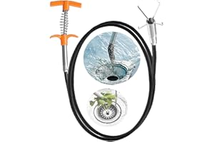 QWATUY New Upgrade 61 Inch Drain Snake Hair Drain Clog Remover Tool - Sink Drain Cleaner for Toilet Sewer Shower Kitchen Bathroom Tub Clogged Drains Opener Cleaning Tool, Flexible Grabber Claw Pick Up Tool