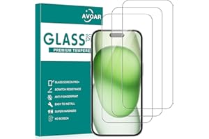 AVOAR 3 Pack Screen Protector for iPhone 15, 6.1 Inch HD Clear Tempered Glass Full Screen Case Friendly, Anti-Scratch, Bubble