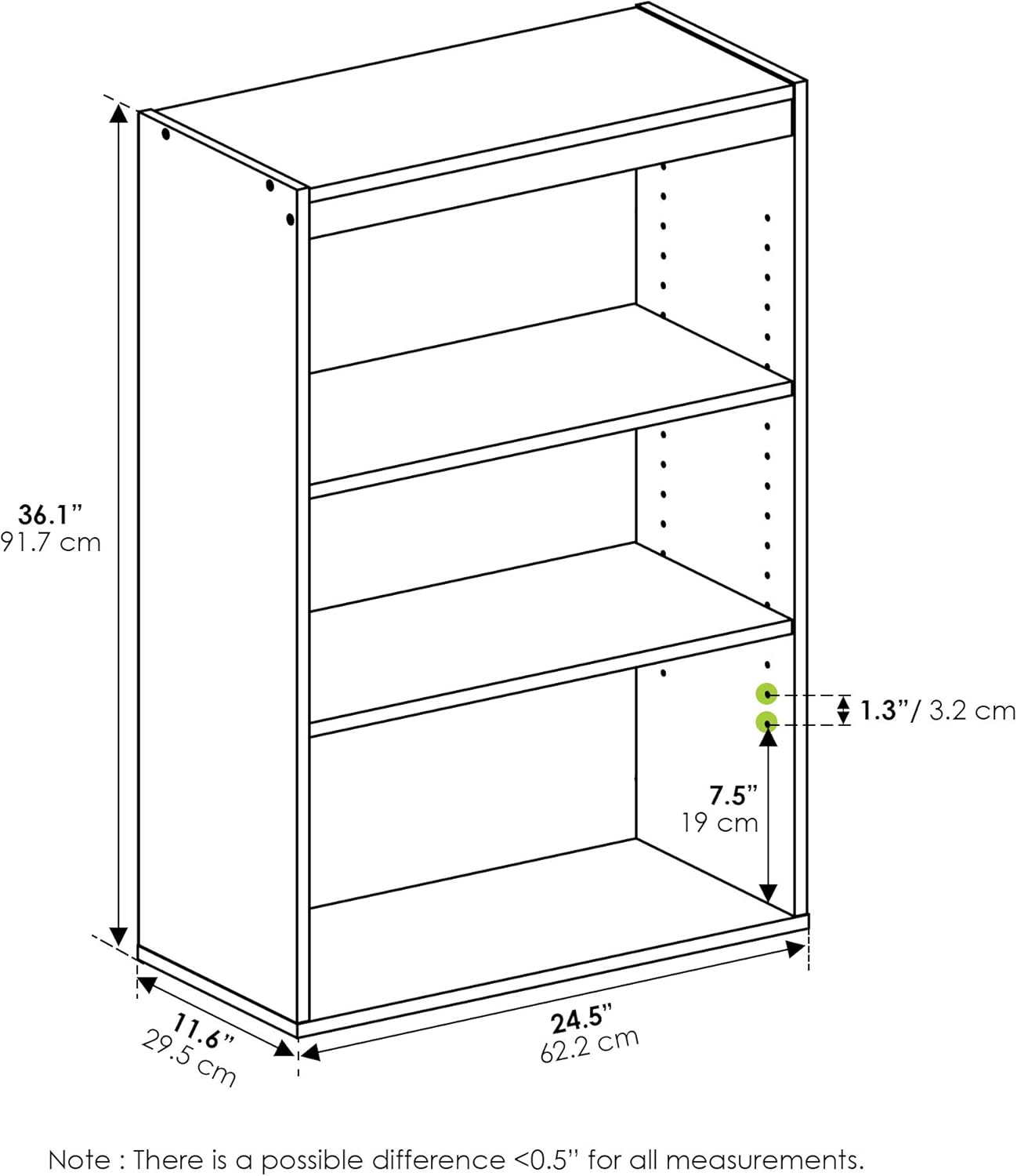 Furinno Pasir 3-Tier Open Shelf, Espresso: Furniture & Decor