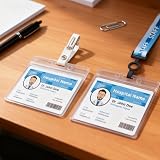BEHAHAI 10 PCS Plastic Card Holder Clear Horizontal Waterproof ID Badge Card view 5