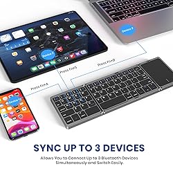 HAMOPY Foldable Keyboard, Leather Tri-Folding