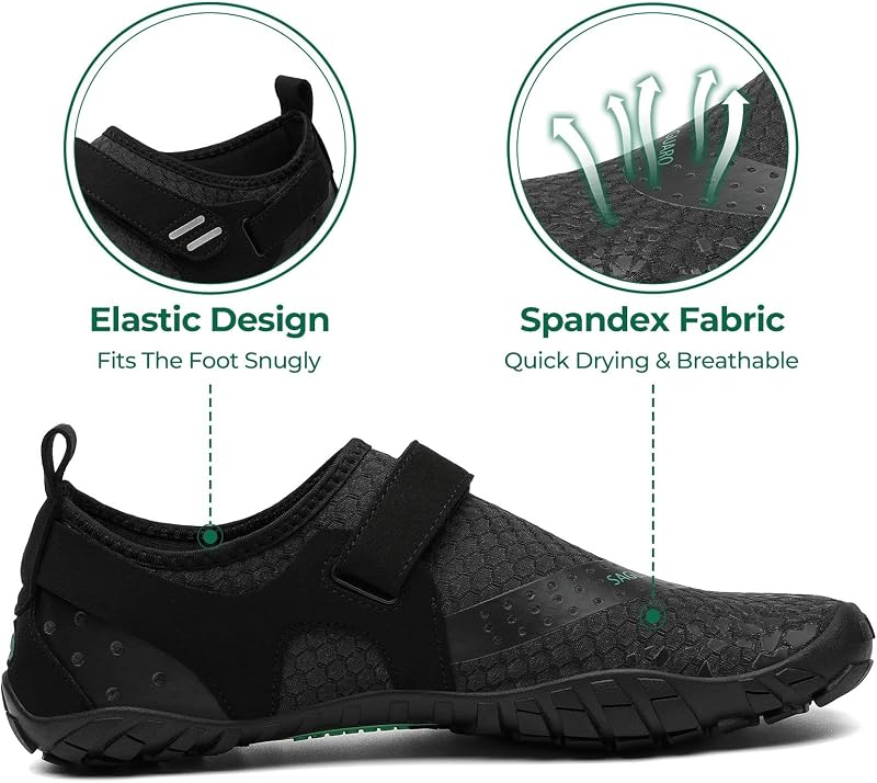 Barefoot Shoes Uomo Donna Scarpe Barefoot - Scarpe Minimaliste Scarpe da Palestra - Traspiranti Scarpe da Scoglio - Punta Larga e Suola a Goccia Zero Night Black, Gr.41 EU