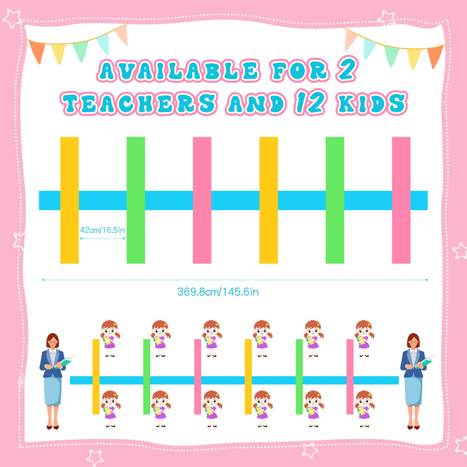 Jexine 4 Pack Children's Walking Ropes with 12 Handles Colorful Outdoor Safety Line for Toddlers Kids Preschool Daycare School Kindergarten Baby, up to 12 Children 2 Teachers