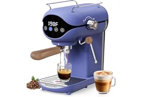 Nesskoko Espresso Machine with Steam Milk Frother Semi Automatic 20 Bar Compact Blue with Touch Screen for home Cafetera Espresso, Latte, Cappuccino, Americano, Macchiato