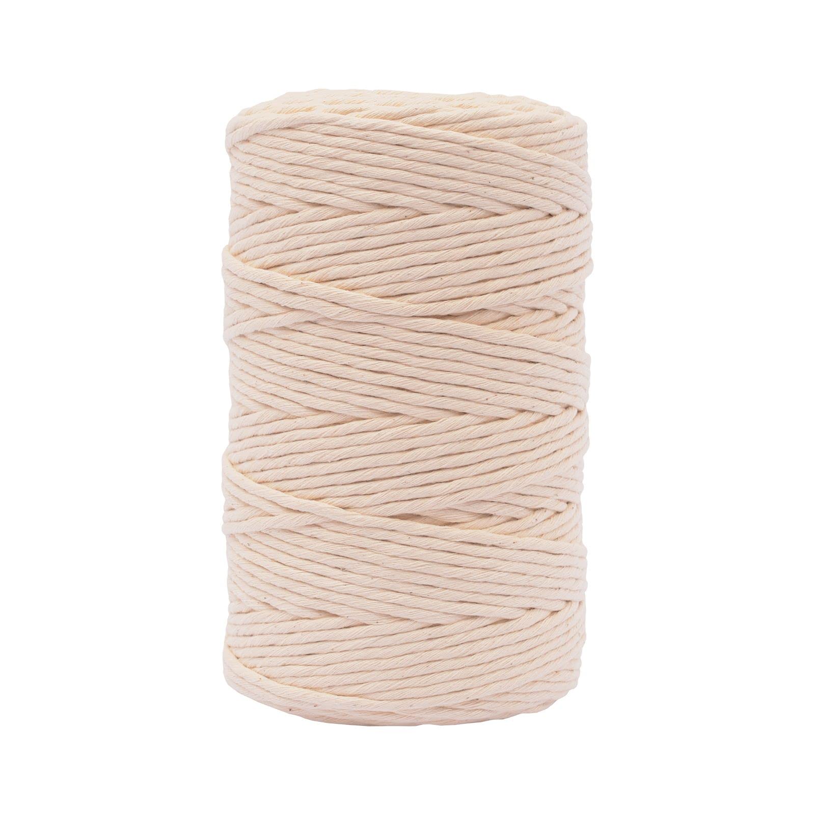 Vaessen Creative Natural Macrame Yarn, 3 mm x 200 m, 100% Cotton, DIY, Crafts of Decoration Such as Hanging Basket, Wall Hanging, Lantern, Dream Catcher